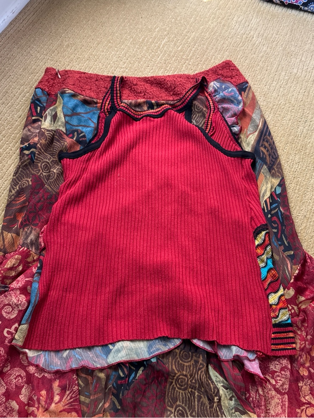Euro Red Patterned Ruffle Set - Picture 4 of 4
